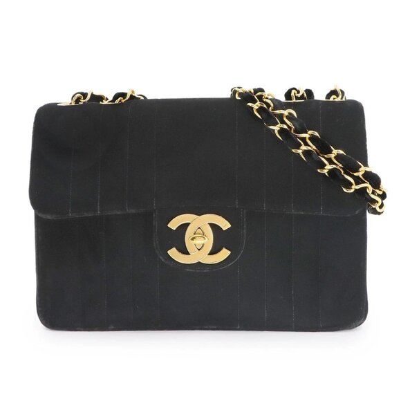 CHANEL Mademoiselle Chain Shoulder Bag Velor Black Vintage 90287512 - Picture 1 of 10